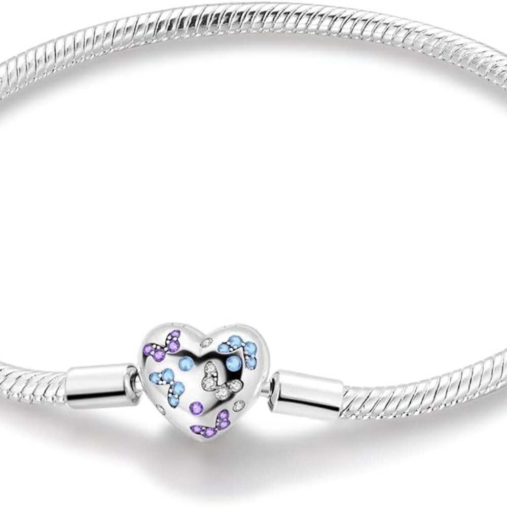 925 Sterling Silver Charm Bracelet for Woman Snake Chain Bracelet Star Moon Butt